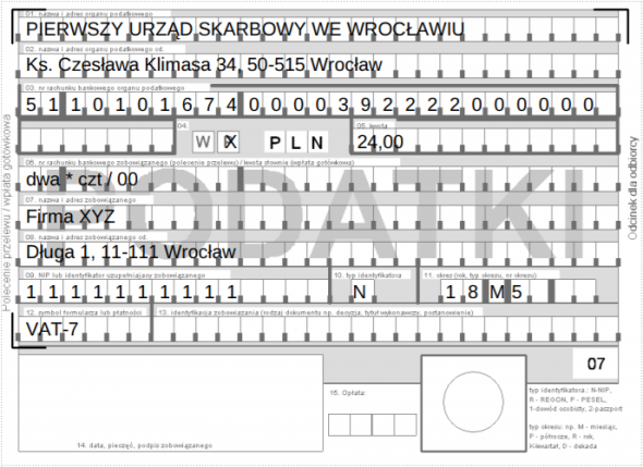 Druczek przelewu - podatek VAT