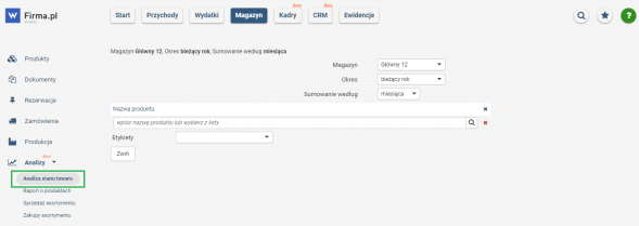 Analizy magazynowe - analiza towaru