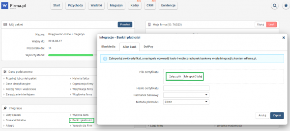 Integracja z bankiem w wFirma.pl