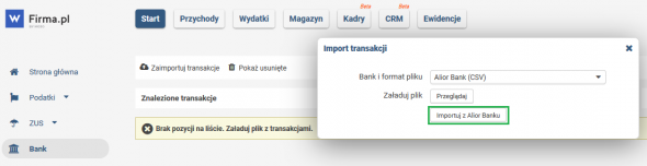 Integracja z bankiem -  importowanie