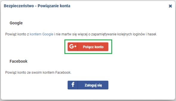 Powiązanie konta z kontem Google+