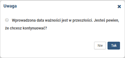 Daty ważności - informacja o przyszłej dacie ważności