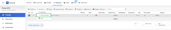 Ukrywanie produktów - Pokazywanie produktów w zakładce Magazyn