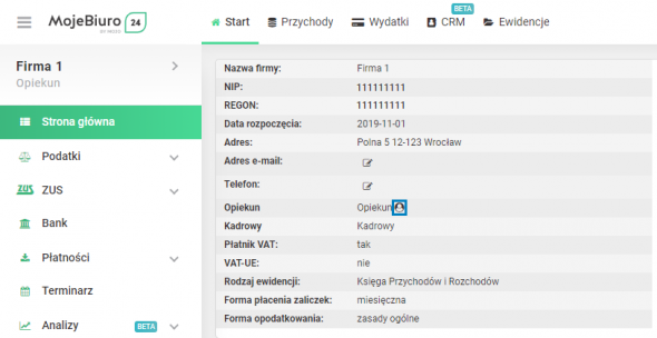 Przypinanie i odpinanie pracowników biura - oznaczenie opiekuna głównego na koncie klienta