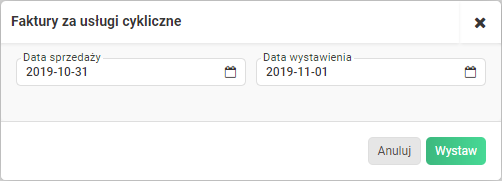 Wystawianie faktur za usługi cykliczne  - data wystawienia faktury