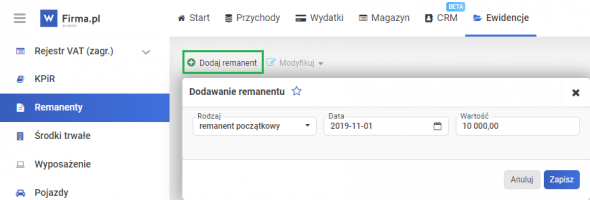 Remanent początkowy - co ująć?