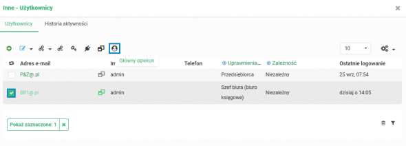 Przypinanie opiekuna do kont klientów biura - główny opiekun