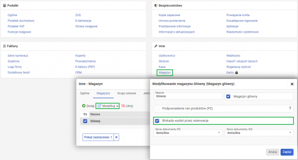 Rezerwacje produktów - blokada wydań