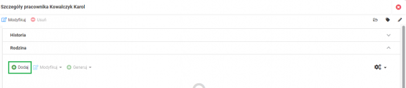 dodanie członka rodziny pracownika dodanie członka rodziny