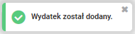 Biała lista podatników - komunikat dodawania wydatku