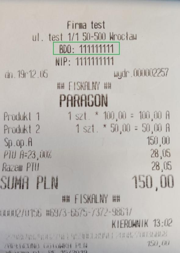 bdo - paragon fiskalny