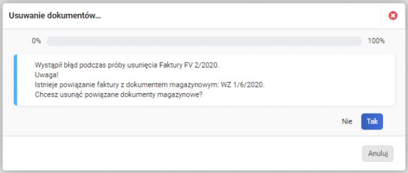 Usuwanie wystawionej faktury - magazyn