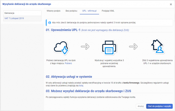 E-deklaracje - wysyłka z podpisem wfirma.pl