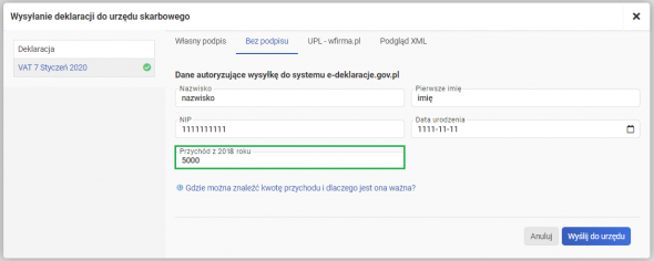 E-deklaracje - wysyłka