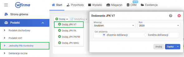 Obowiązki przedsiębiorcy - JPK V7