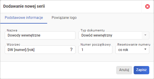 Dowody wewnętrzne - nowa seria numeracji