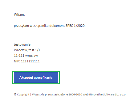 Specyfikacja - wysyłka do akceptacji
