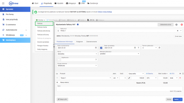 Dropshipping - wystawianie faktury