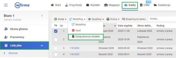 Dodatki i potrącenia do wynagrodzenia - wprowadzanie masowe