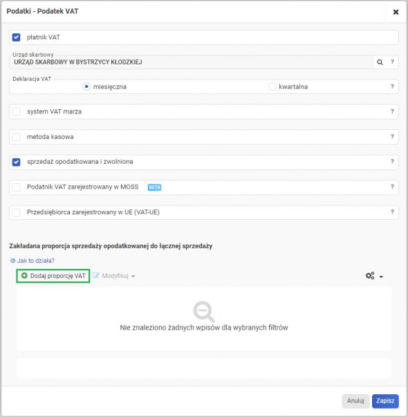 Sprzedaż mieszana - dodawanie proporcji VAT