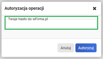 Przywracanie ustawień fabrycznych - autoryzowanie operacji