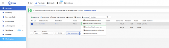 Jak wydrukować fakturę na drukarce fiskalnej na wfirma