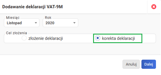 VAT-9M - jak wygenerować korektę?