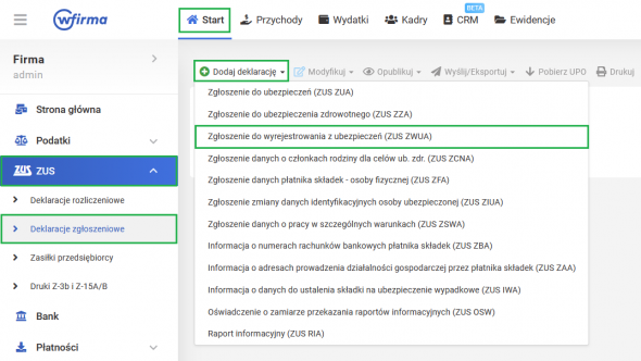 Praca na etacie i działalność gospodarcza - ZUS ZWUA