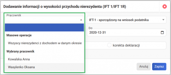 IFT-1R dla pracowników