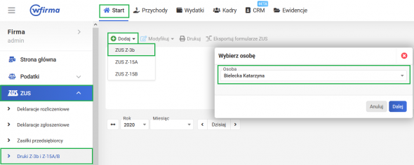 ZUS Z-3b - dodawanie 