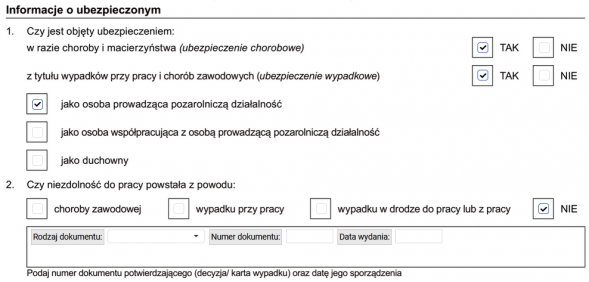 Informacje  o ubezpieczonym w zaświadczeniu ZUS Z-3b