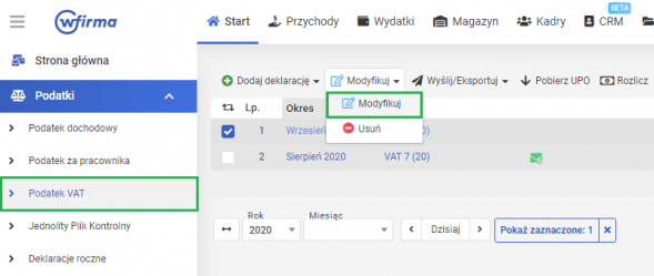 Korekta deklaracji VAT - modyfikowanie