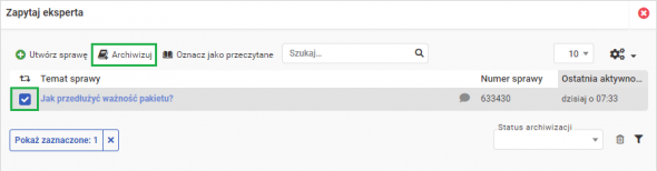 W jaki sposób zarchiwizować sprawę?
