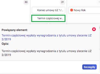 Kalendarz kadrowy - szczegóły terminu
