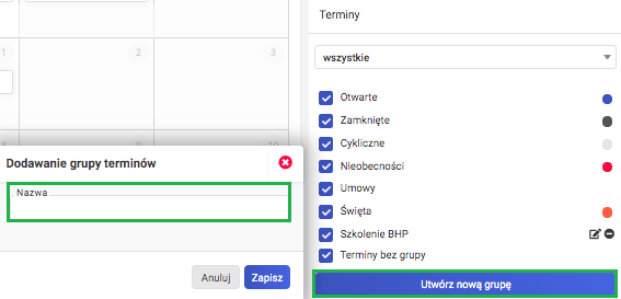 Kalendarz kadrowy - nowa grupa terminów