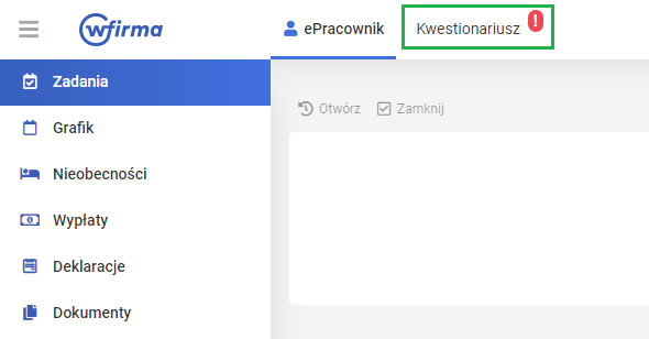 kwestionariusz osobowy - odrzucony kwestionariusz