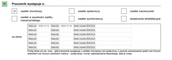 Z-3 - wybór świadczenia