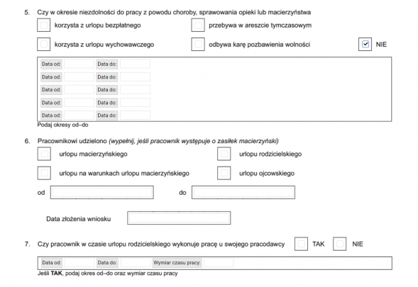 Z-3 - informacje o zdarzeniach w okresie zatrudnienia