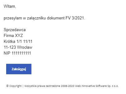 Automatyczne księgowanie faktury - wiadomość