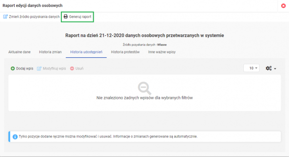 Realizacja praw osób których dane dotyczą - generowanie raportu