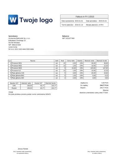 Szablony faktur