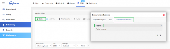Szablony dokumentów - Dodawanie dokumentu na podstawie szablonu