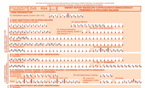 Zasiłek dla zleceniobiorcy - ZUS RSA