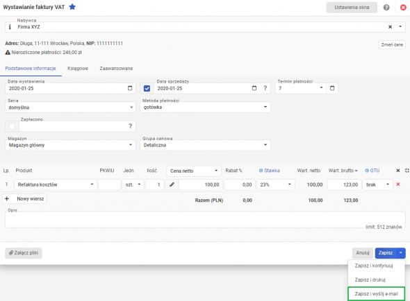 Refaktura - jak wysłać? 