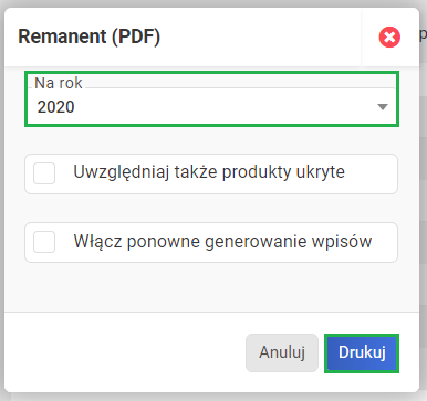 Remanent - Okno generowania