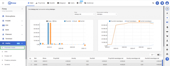 Analiza przychodów i kosztów - analizy