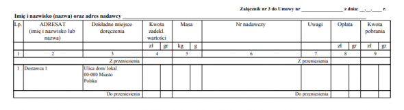 Generowanie książki nadawczej - podgląd wydruku