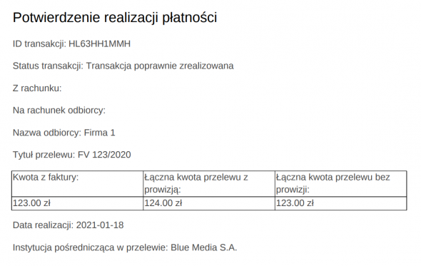 Potwierdzenie płatności wydatków - potwierdzenie danych - dokument potwierdzenia