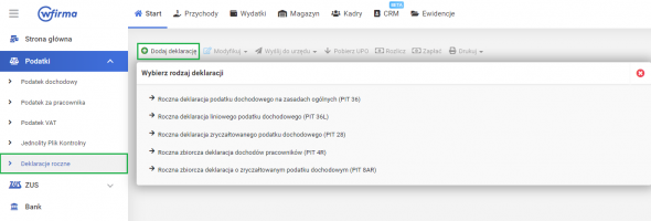 Zeznanie roczne - jak dodać?
