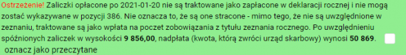 Zaliczki na podatek dochodowy zapłacone po terminie